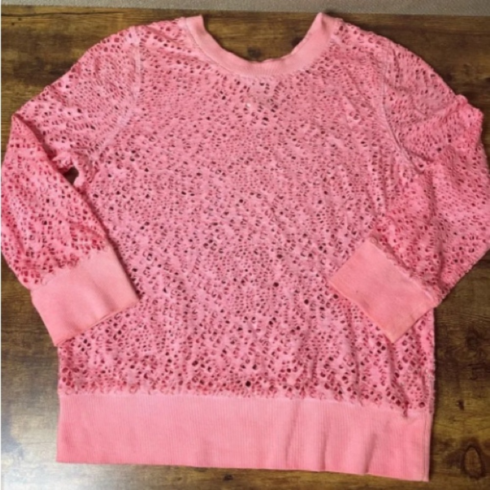 Pink Women's Eyelet Knit Sweater
